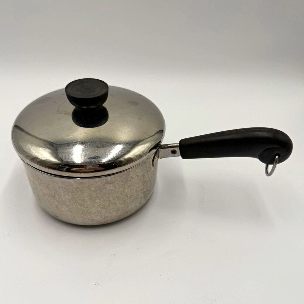 Vintage Revere Ware 1.5 Qt Stainless Steel Saucepan Pot with Lid Clinton IL USA